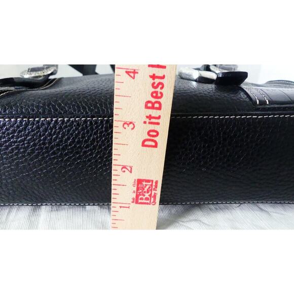 BRIGHTON Black Pebble Leather Shoulder Bag Tote Filigree Buckle Satchel SW Liner - Picture 7 of 16